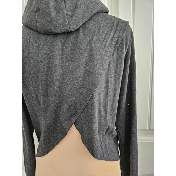 Gymshark Dark Grey Cropped Wrap Back Hoodie Logo Women Sz M Athleisure - Picture 4 of 9